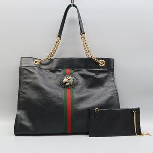GUCCI Rajah Black W/P Leather Shoulder Bag